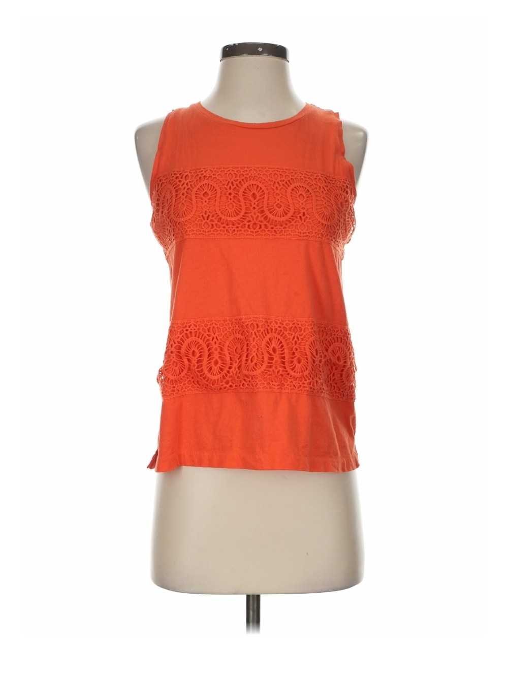 J. Crew Orange Crochet-Trim Tank